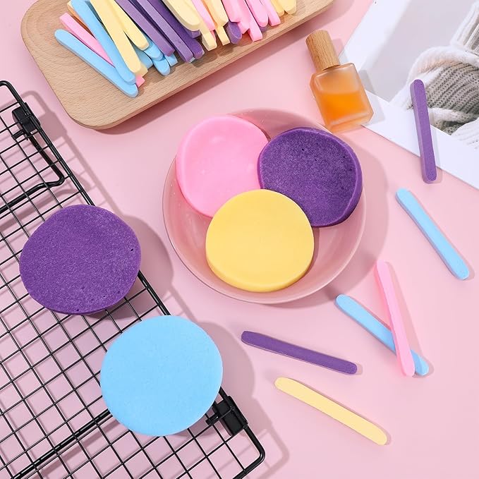 480 Count Compressed Facial Sponges, PVA Makeup Removal & Cleansing Pads, Reusable Exfoliating Face Wash Sponges for Women & Estheticians (Yellow, Purple, Blue, Pink) - 4 Colors, 3.3 Inch Diameter