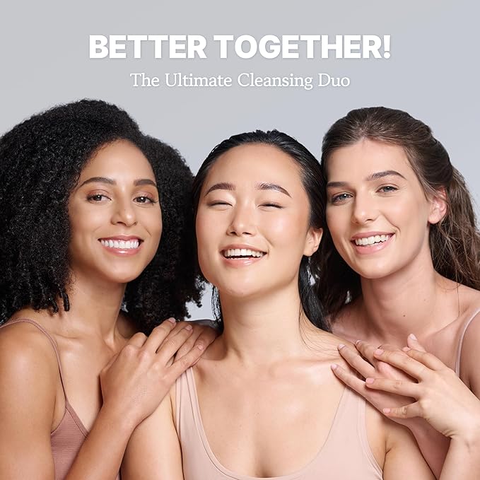 All-In-One Double Cleansing Duo, Charcoal Ceramide Cleansing Balm & Hyaluronic Acid Foam Cleanser for Deep Purifying, Hydrating, and Balanced Skin (K-Beauty Vegan Skincare Set)