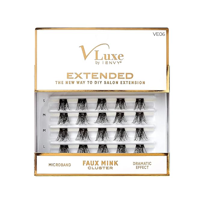 VLuxe Extended False Eyelashes Faux Mink Featherlight Reusable Artificial Eyelashes Multipack Lash Clusters