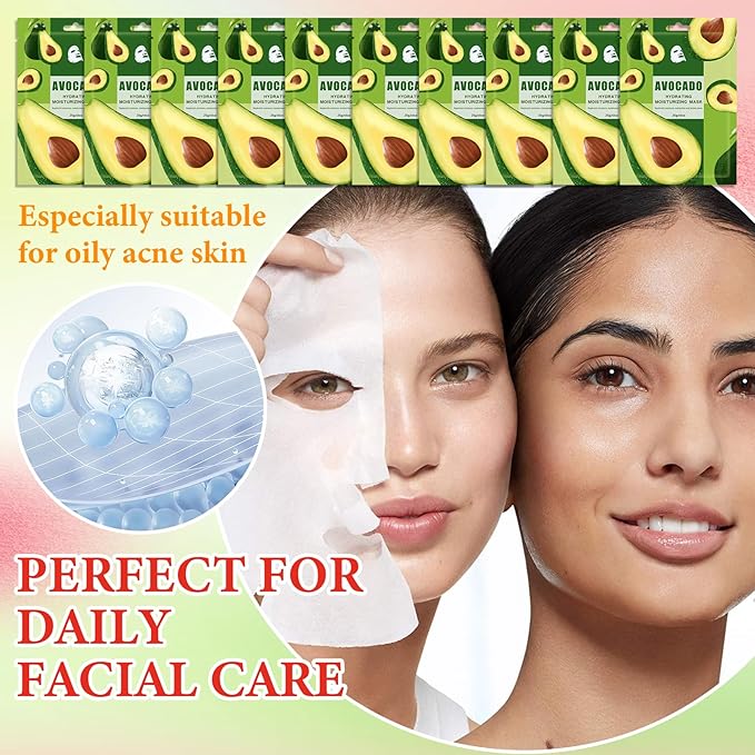 10 Pack Variety Facial Sheet Masks Skin Care Set, Hydrating Bulk Sheet Face Masks Skincare Gifts Set for Women Men, Long Lasting Moisturizing Face Mask Skincare for All Skin Type（A8