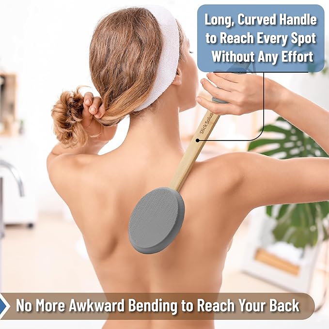 Slick- Lotion Applicator, 17 Inch, Gray, Back Applicator Lotion, Certified Organic, Easy Reach Washable, Self Tanner for All Skin Tone