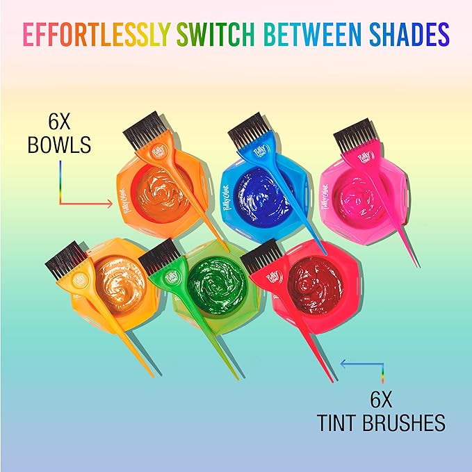 Punky Colour Hair Dye Brush and Bowl Set - Multi-Color Hair Coloring Tools with Hair Dye Brush & Mixing Bowl, DIY Dying & Bleaching for Salon & At-Home Use