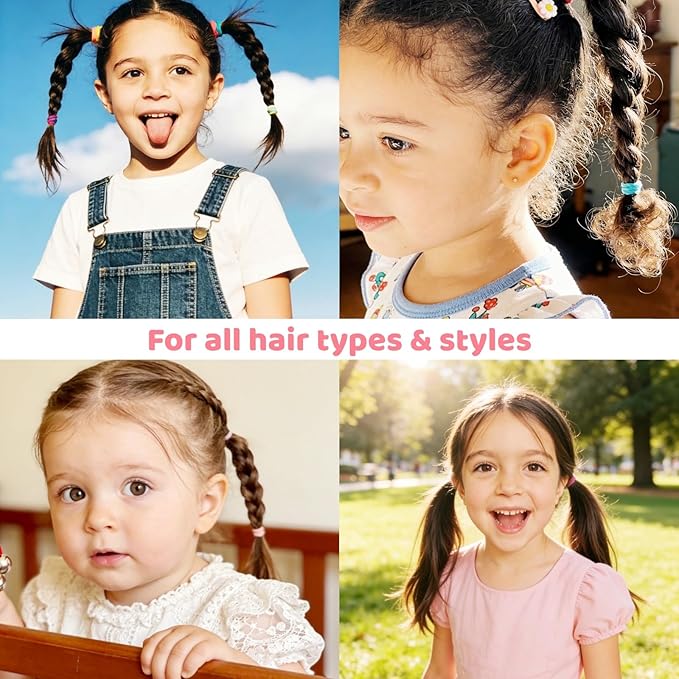 500 Psc Baby Hair Ties,Soft Cotton Toddler Hair Ties,Small Seamless Hair Bands for Girls and Kids,Multicolor Hair Elastics Ponytail Holders
