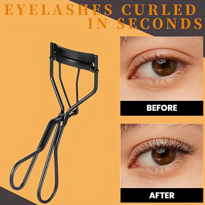 Professional Eyelash Curler with Lash Comb – Award-Winning Design – Pinch-Free, Effortless Curl for a Lash-Lift Effect in Seconds, Perfect for Home or Travel, Grey Black