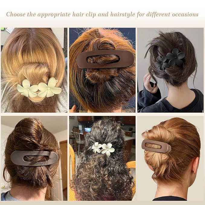 8PCS Flat Hair Claws Matte Non-Slip Clips for Women, Strong Hold Hair Accessories for All Hair Types, Daily Wedding Party Date Beach Use (Style3(Combo))