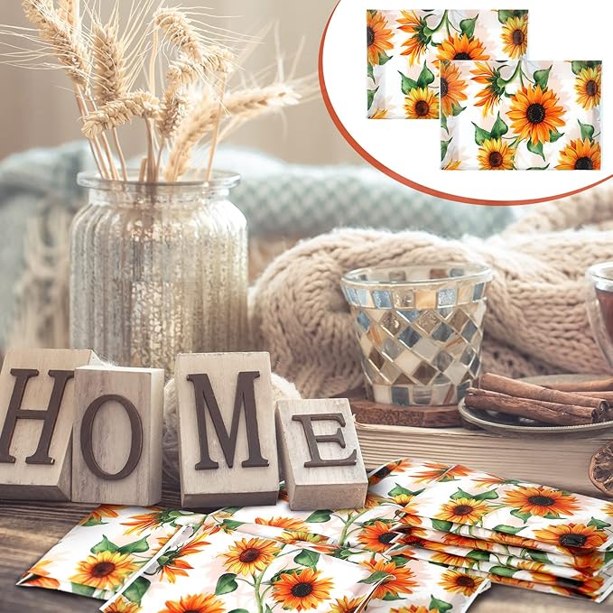 Geyee 50 Packs Tissue Travel Size Facial Paper Napkins Travel Packs Disposable Pocket Tissues for Wedding Guest Traveling School Purse Home Supplies, 500 Sheets 3 Ply(Sunflower)