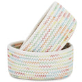 【2 Pack】ABenkle Small Woven Baskets, Tiny Oval Shallow Storage Baskets, Mini Cotton Rope Empty Decorative Basket, Boho Little Organizer Bins for Bathroom, Cat Dog Toy Gifts Baskets