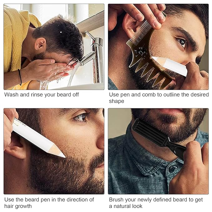 3 Pack Pencil, Beard for Men's Grooming, Tracing Tool for Hairline, Goatee Styling & Beard Shaping,White