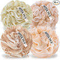 Loofah Sponge, XL Large Loofah 75g 4 Pack, Bath Sponge Soft Mesh Shower, Body Scrubber, Loofah for Men, Bath Accessories Body wash Foaming (Beige)