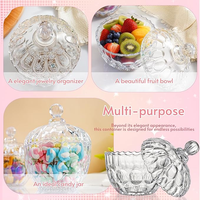 kanpura 2 Pcs Extra Large Body Powder Puff and Container Clear 6 Inch Body Powder Puff and Crystal Container for Baby Women Reusable, Washable, Wet and Dry Makeup