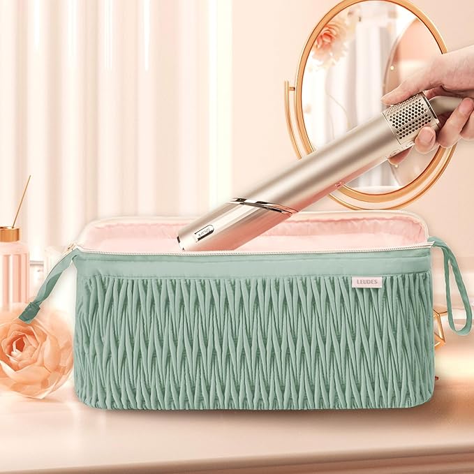 Leudes Dy son Travel Case for Shark Hair Dryer Airstraight Flex Style Hair Attachment Tool Organizer Accessories Air Wrap Flat Curling Iron Carrying Case (Sage Green)
