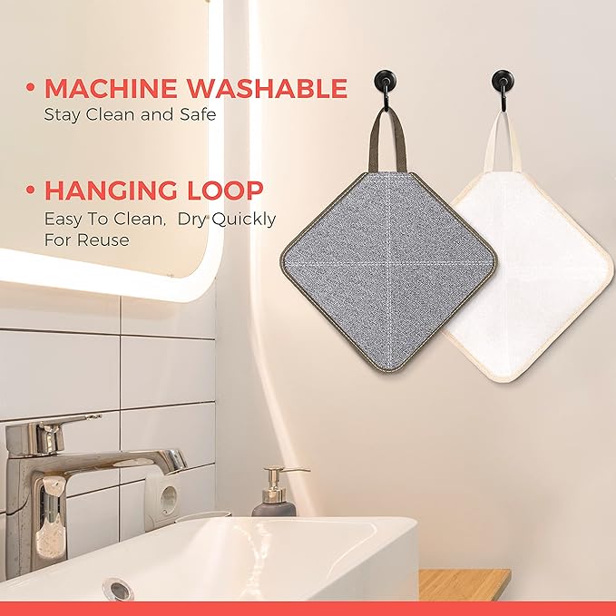ZOMCHI Exfoliating Washcloth for Face and Body, Dual Function Wash Cloth with Soft and Rough Sides, Exfoliating Scrub Bath Towels, Washcloth with Loop (White, 3 Pack)