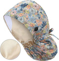 QBA Adjustable Working Cap with Button, Satin-Lined Hat, Cotton Working Hat Sweatband, Elastic Tie Back Hats Unisex