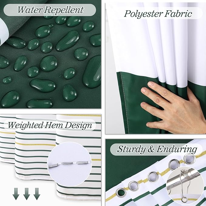 Bathroom Set - Bathroom Sets with Shower Curtain and Rugs, 25PC Bathroom Accessory Set, Green Bathroom Accessories Set with Trash Can, Soap Dispensers