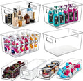 Clear Storage Bins 8 Pack for Pantry Organizers, 4 Large Plastic Pantry Organizer Bins and 4 Small Stackable Storage Containers for Kitchen Cabinet, Home Edit, Freezer Fridge Organizer
