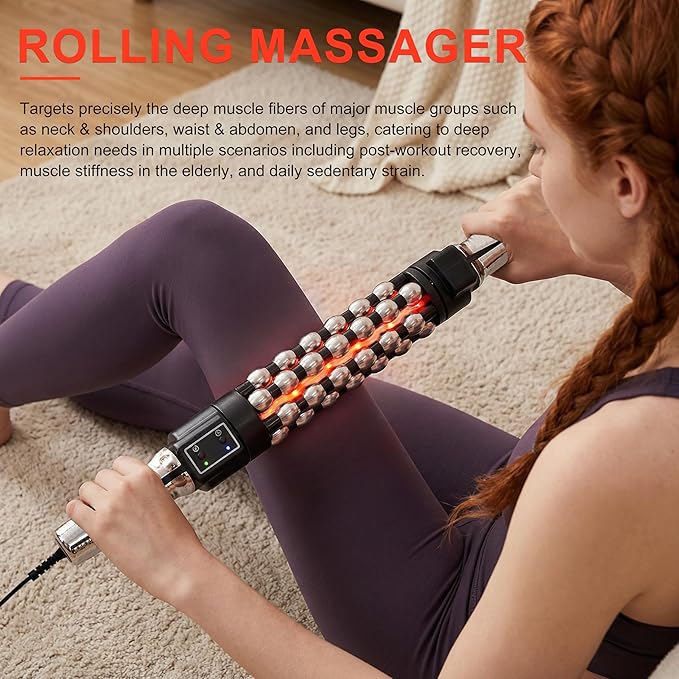 Elitzia Handheld Deep Tissue Massager with Heat - 3 Speed for Pain Relief, Promotes Blood Circulation & Muscle Relaxation 3 Temp Settings (95°F/113°F/122°F) Body Massager ETDH010