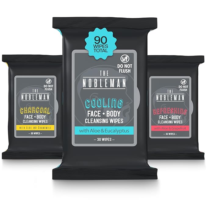 Men's Assorted Cleansing Wipes- Cooling/Charcoal/Refreshing - 3 Pack (90ct)