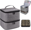Nail Polish Organizer Holds 30 Bottles (15ml) and 1 Nail Light Nail Polish Carrying Case with Storage Pockets for Manicure Tools Double Layer Nail Polish Storage Travel Bag with Handle (A-Gray)