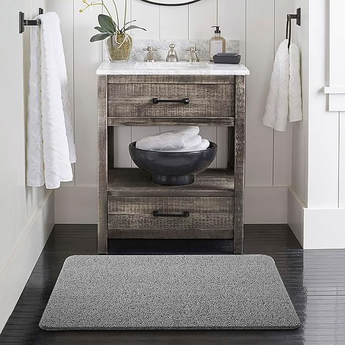 Asvin Soft Textured Bath, Shower, Tub Mat, 24x32 Inch, Phthalate Free, Non Slip Comfort Bathtub Mats with Drain, PVC Loofah Bathroom Mats for Wet Areas, Quick Drying