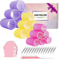 38Pcs Hair Rollers Set,Hair Rollers for Blowout Look, Self Sticky Hair Curlers, Jumbo Large Medium Sizes for Short Long Hair,with18 Rollers 18 Metal Clips & Comb & Storage Bag (Gift Pack)