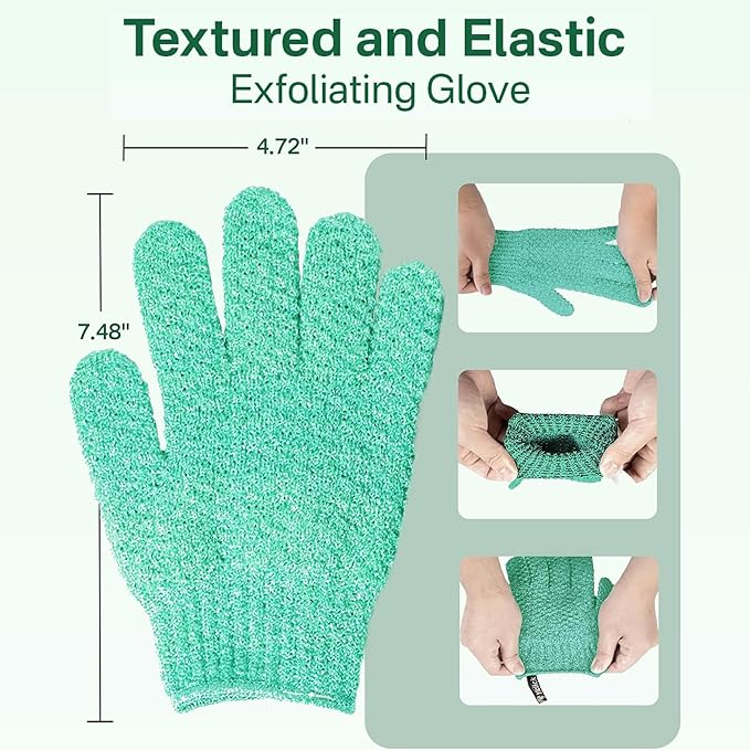 Yiclick Heavy Exfoliating Gloves, Exfoliating Body Scrubber for Bath Shower Exfoliation, Body Scrub Exfoliator for Dead Skin Remover, Exfoliate Sponge Loofah Washcloth Mitt Men Women