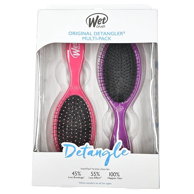 Wet Brush Detangling Brush,Original Detangler (Pink&Purple,),Wet&Dry Tangle-Free Hair-Brush for Women-&Men,No Tangle,Soft and Flexible Bristles for Straight,Curly and Thick Hair,2 Count (Pack of 12)