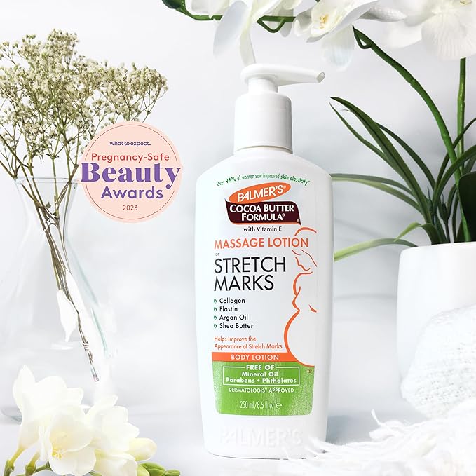 Palmer's Cocoa Butter Formula Massage Lotion with Collagen and Elastin | For Stretch Marks | Pregnancy Skin Care | With Argan Oil and Shea Butter | 8.5 oz Pack of 2