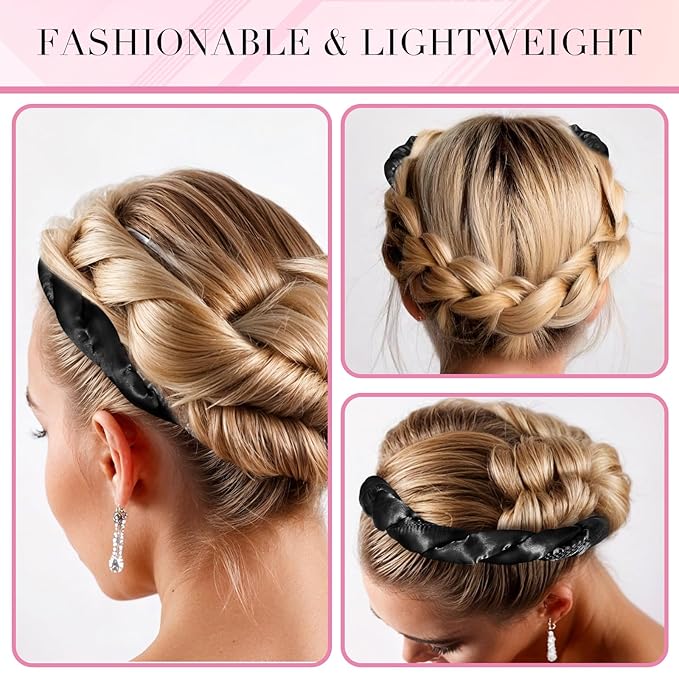 Heatless Curling Rod Headband, Heatless Hair Curler Heatless Curls Overnight for Short Long Hair No Heat Overnight Curls with Thin Curlers to Sleep In for Short Hair (Black)