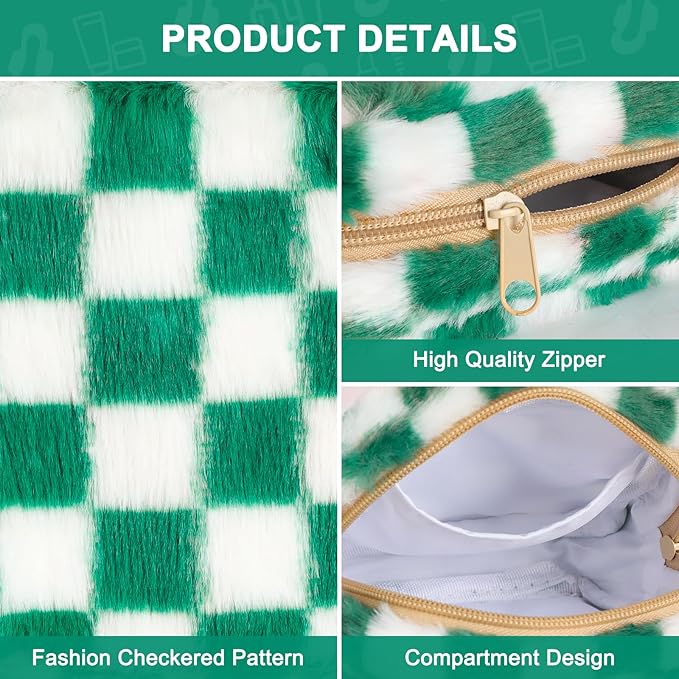 Sanitary Napkin Storage Bag, Zipper Period Bag, Checkered Portable Menstrual Pad Bag Panty Liners, Tampon Storage Pouch for Women Ladies Daily Use Storage Purse Travel