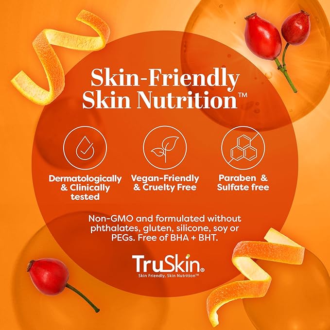 TruSkin Vitamin C Face Wash Cleanser - Brightening Facial Cleanser with Vitamins C & E, Rosehip Oil, Aloe Vera & MSM - Gently Cleanses, Refreshes & Supports Radiant Skin - 4 fl oz