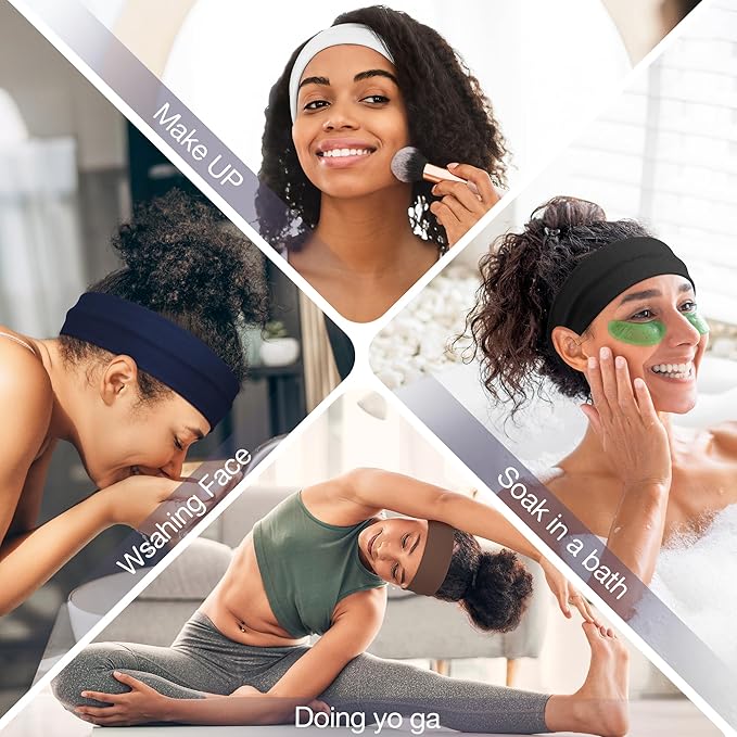 8 Pack Headbands for Women Non Slip - Stylish Sports Hair Bands for Women's Hair - Soft Cotton Cloth Stretchy Headbands for Women for Yoga, Outdoor Exercise Running