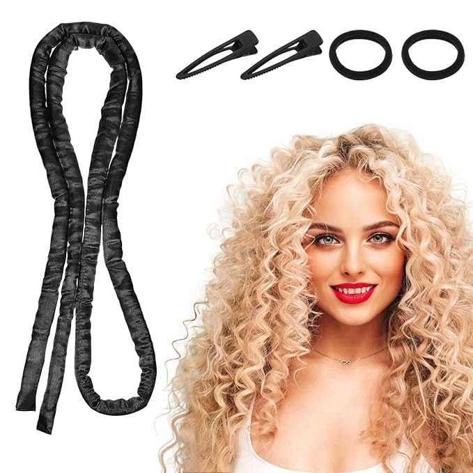 Heatless Curling Rod Headband, Heatless Curls Overnight Headband for Short Long Hair No Heat Overnight Curls with Thin Curlers to Sleep In Lazy Natural Soft Wave DIY