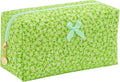 Floral Quilted Cotton Makeup Bag for Women, Large Capacity Travel Cosmetic Pouch with Zipper, Cute Toiletry & Brush Organizer, Kawaii Makeup Storage Case – Green Floral