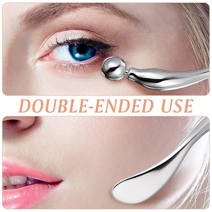 Zinc Alloy Eye Cream Spoon for Eye Fatigue Relief and Facial Massage - Multi-Functional Beauty Tool for Skincare Application (Silver)
