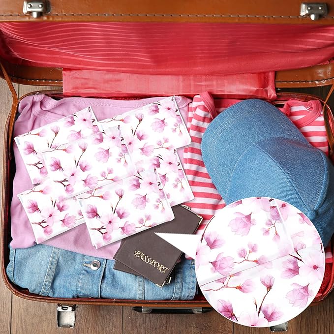 Geyee 50 Packs Tissue Travel Size Facial Paper Napkins Travel Packs Disposable Pocket Tissues for Wedding Guest Traveling School Purse Home Supplies, 500 Sheets 3 Ply(Pink Magnolia)