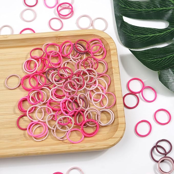 CÉLLOT 360PCS Small Hair Ties,No Crease Pinky Baby Hair Ties,2cm in Diameter Rubber Elastic Hair Ponytail Holder Hair Accessories for Baby Girls Toddlers Kids