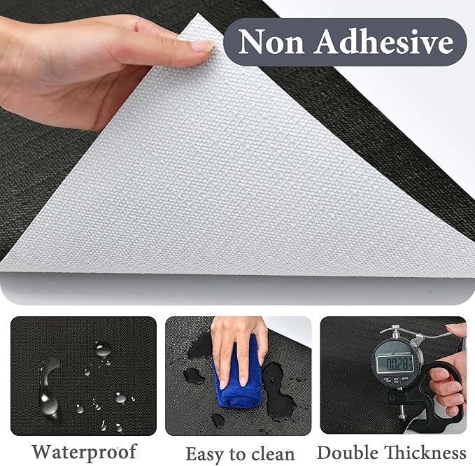 Shelf Liners for Kitchen Cabinets 17in x 30FT, Non Adhesive Drawer Liner Pure Black Thickened Shelf Liner Non-Slip Easy to Clean for Tool Box Refrigerator with Knife and Tape Measure