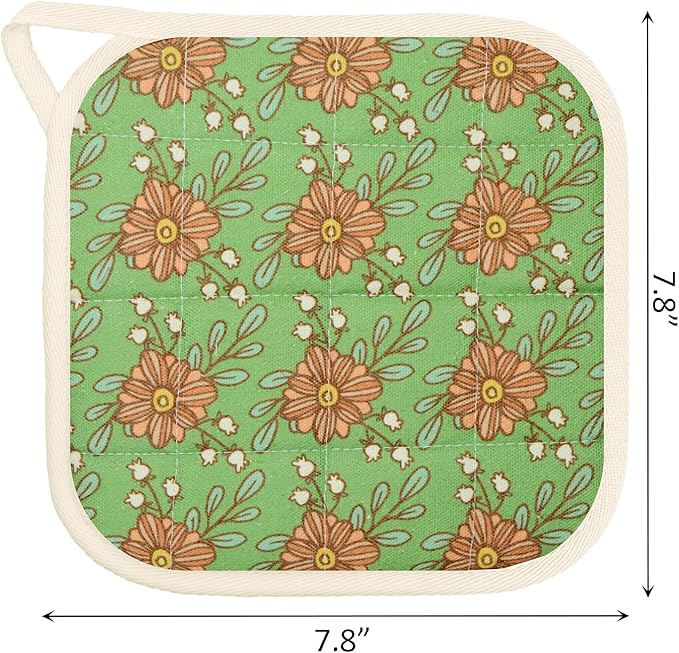 6 Pack Pot Holders 100% Cotton Heat Resistant Potholder, Machine Washable Pot Holder, Hot Pads, Table Pads for Cooking Baking (H)