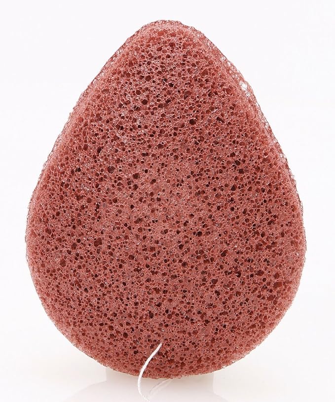 All Natural Korean Fiber French Red Clay Facial Sponge. Excellent for Dry or Mature Skin. Halal, Leaping Bunny Cruelty Free and the Vegan Society Certified