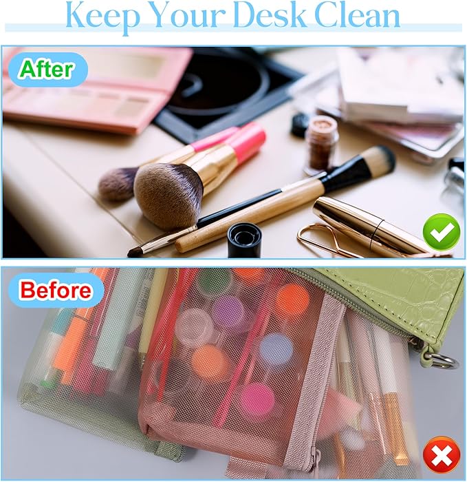 5 PCS Small Clear Makeup Bags, Makeup Brush Bag Portable Travel Cosmetic Bags Multifunctional Small Clear Make up Pouch for Home Office Supplies Cosmetics Make up Travel Accessories