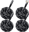 AmazerBath Loofah Sponge 60g/Piece, Loofah for Men Body Scrubber - Bath Sponge Loofa Set of 4 Black