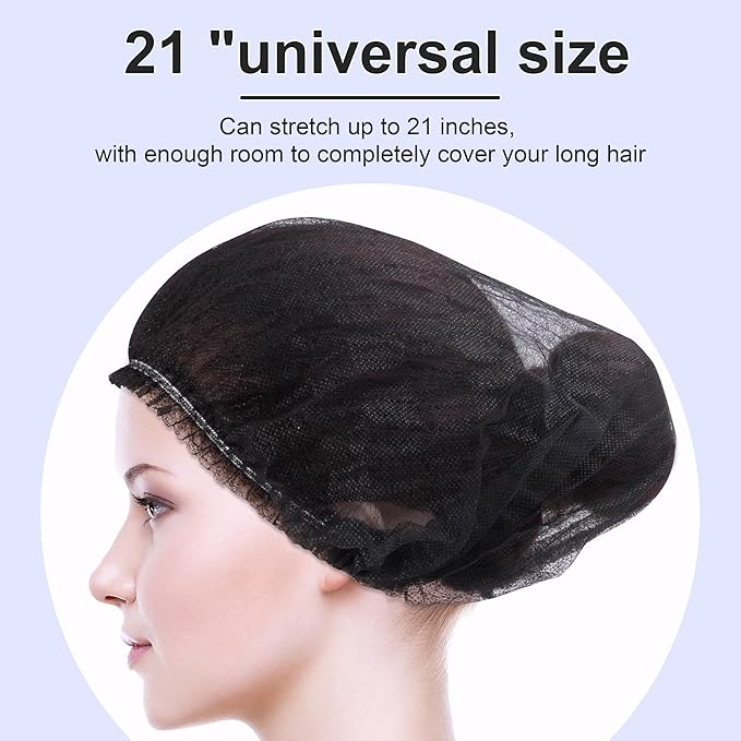 TaShow 120 Pcs Disposable Bouffant Caps, 21 Inches Hair Nets for Women and Men, Polypropylene Non-Woven Hair Nets