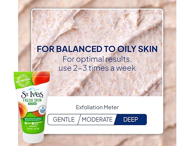 St. Ives Apricot Scrub Exfoliant, Travel-Size 6-Pack – Fresh Skin Exfoliating Apricot Facial Scrub, 1 Oz Ea