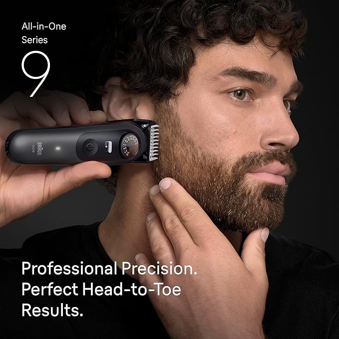 Braun Series 9 All-in-One Beard & Body Grooming Kit for Men, Cordless Trimmer, Hair Clippers & Shaver for Face, Hair & Body with Gillette Labs Razor, AIO 9530