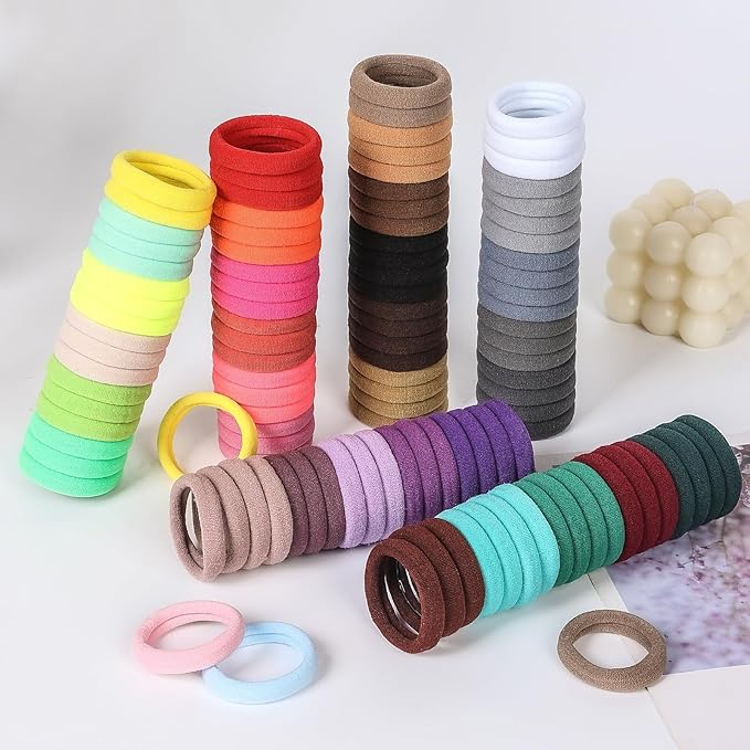 150 PCS Elastic Hair Ties, Seamless Hair Band, Ponytail Holder No Crease, Cotton Bands No Damage, Hair Scrunchies for Thick Thin Hair, Hair Accessories for Women Gifts