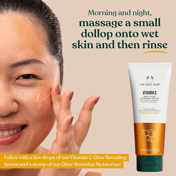 The Body Shop Vitamin C Face Cleanser & Daily Exfoliating Polish | Brightening Facial Wash for All Skin Types, 100ML