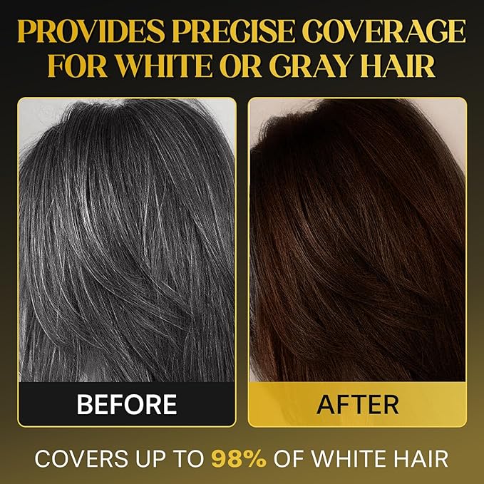 Safe and Convenient Comb Hair Dye,Portable Color Touch-Up Wand Waterproof and Sweat-Proof,Quick Touch-Ups,Instantly Covers Gray Roots Precision Brush-0.7Fl.oz (brown)