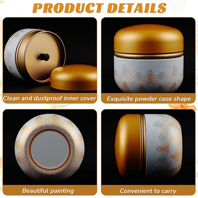 Body Powder Powder Case with Powder Puff Powder Container Tea Canister for Baby and Adult Body Talcum Powder Tea Box (Yellow Sea)