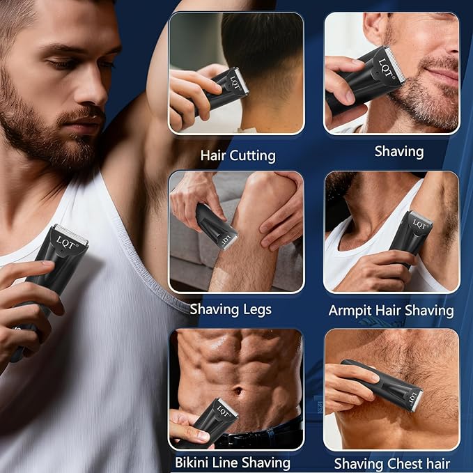 Pubic Hair Trimmer for Men with LED Display, Waterproof Body Groomer & Bikini Shaver, Type-C Rechargeable with LED Light, Ideal Christmas & New Year Gift for Men