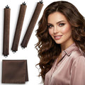 Overnight Blowout Rods | Heatless Curls for Long or Short Hair Rollers Blow Out Curling Rod No Heat Flexi Foam Tubes Silk Satin Velvet Soft Curlers to Sleep In Tools Set by VISOFO (Brown, 3 Set)